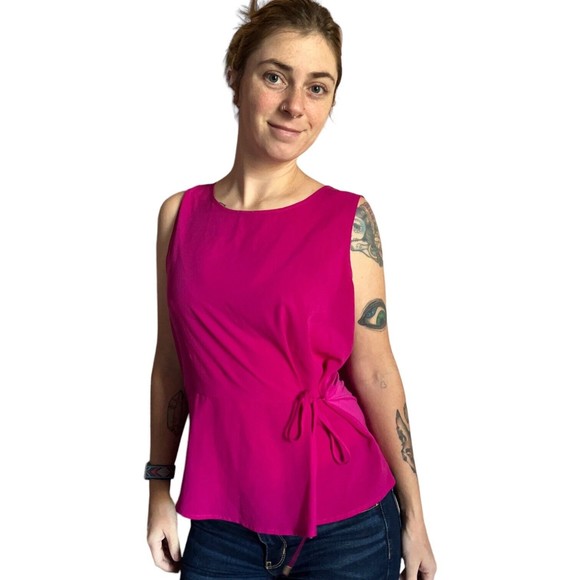 Calvin Klein Women's Sleeveless Blouse Side Tie Chiffon Tank Top w Bow Medium M - Picture 13 of 13